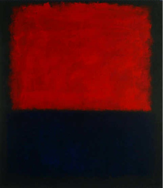 Red over Dark Blue on Dark Gray